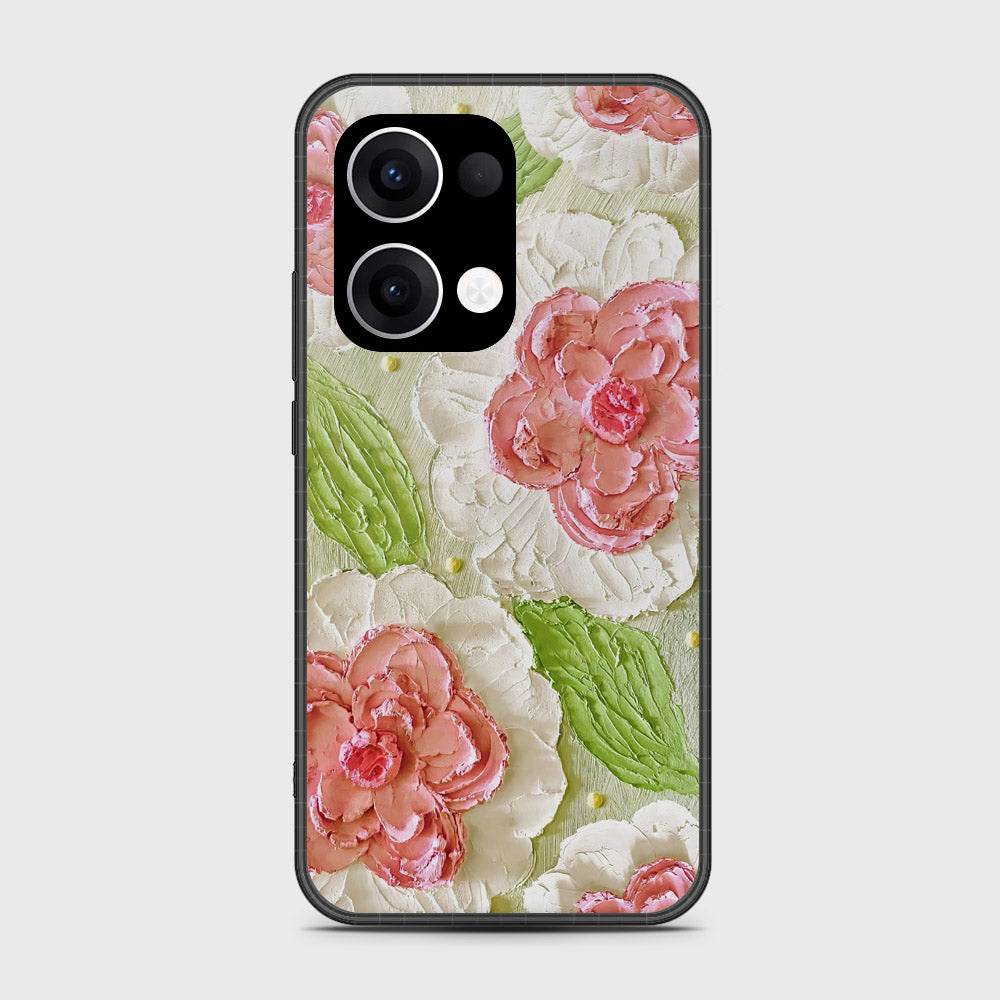 Oppo Reno 13 Cover - Floral Series - Design 13 - Offwhite & Green - HQ Premium Shine Durable Shatterproof Case - Futurestore.pk