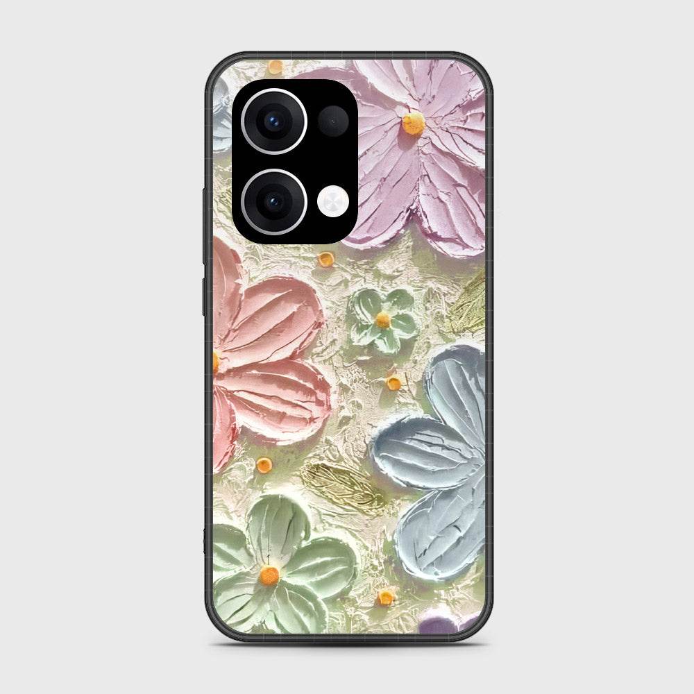 Oppo Reno 13 Cover - Floral Series - Design 15 - Blue & Green - HQ Premium Shine Durable Shatterproof Case - Futurestore.pk