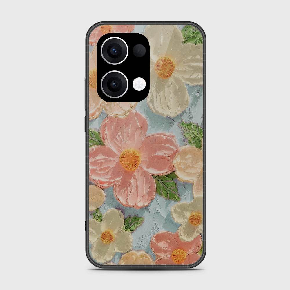 Oppo Reno 13 Cover - Floral Series - Design 16 - Cyan & Pink - HQ Premium Shine Durable Shatterproof Case - Futurestore.pk