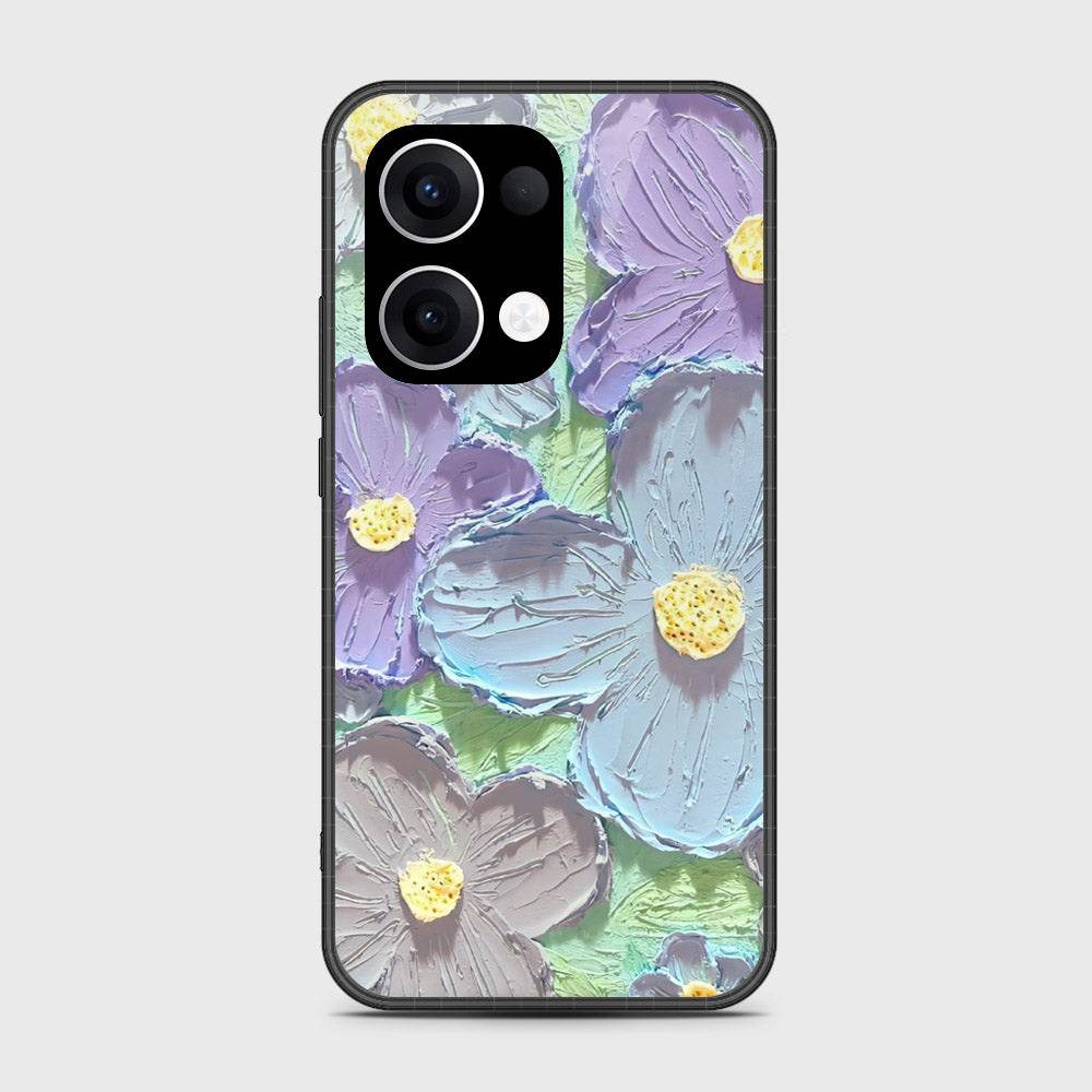 Oppo Reno 13 Cover - Floral Series - Design 1 - Purple & Aqua - HQ Premium Shine Durable Shatterproof Case - Futurestore.pk