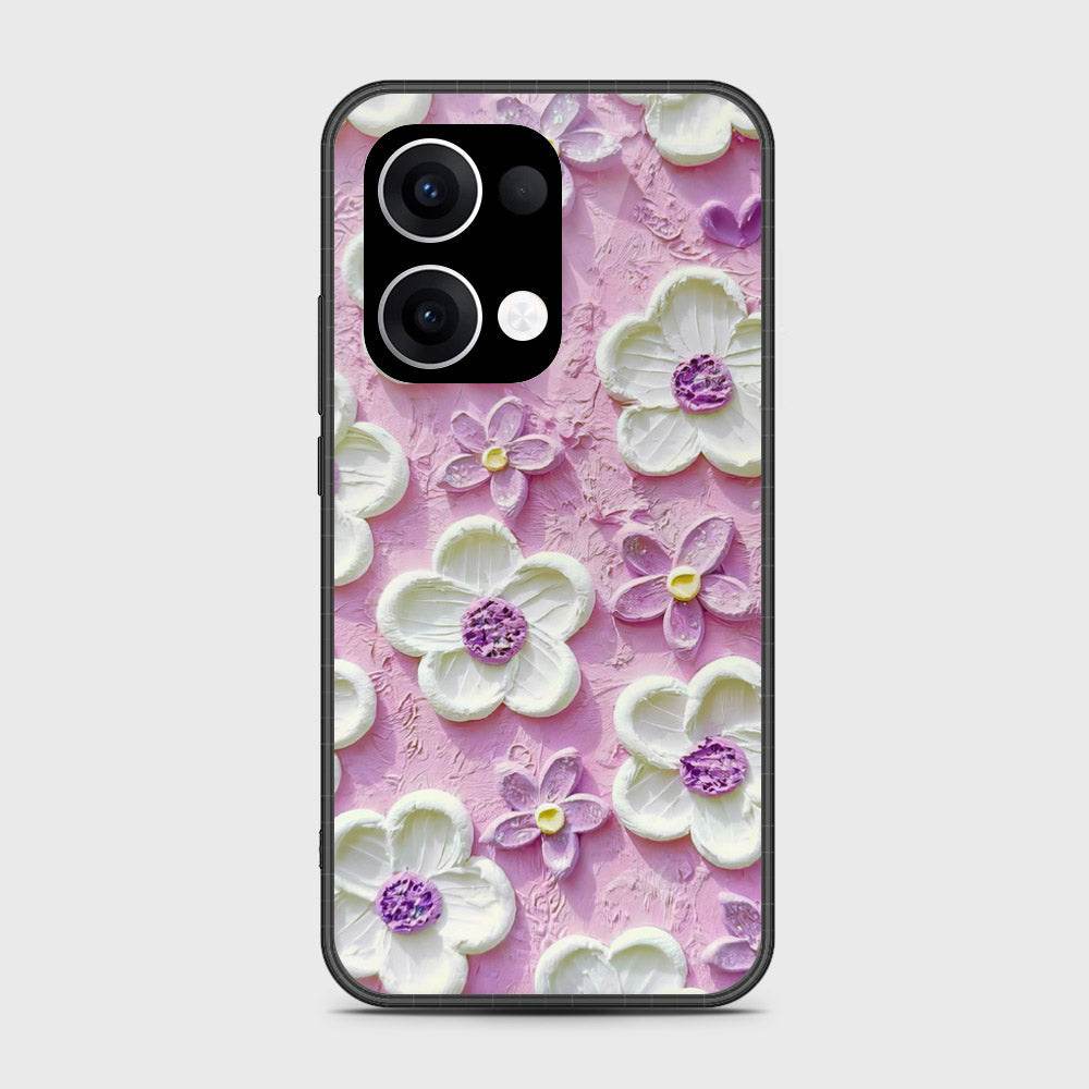 Oppo Reno 13 Cover - Floral Series - Design 4 - Purple & White - HQ Premium Shine Durable Shatterproof Case - Futurestore.pk
