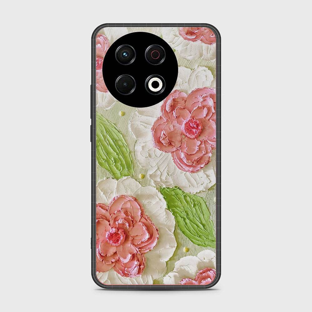 Tecno Spark 30 Pro Cover - Floral Series - Design 13 - Offwhite & Green - HQ Premium Shine Durable Shatterproof Case - Futurestore.pk
