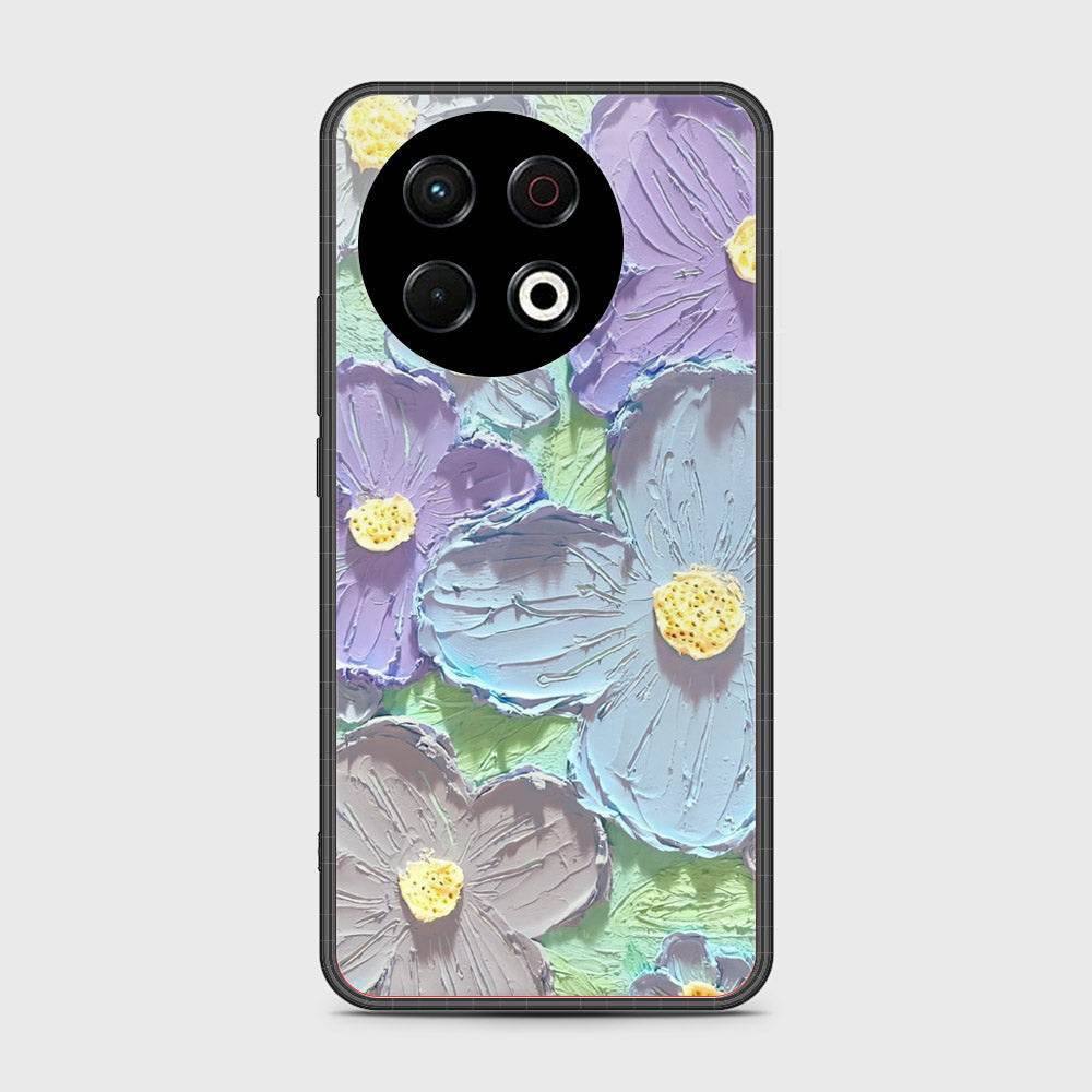 Tecno Spark 30 Pro Cover - Floral Series - Design 1 - Purple & Aqua - HQ Premium Shine Durable Shatterproof Case - Futurestore.pk