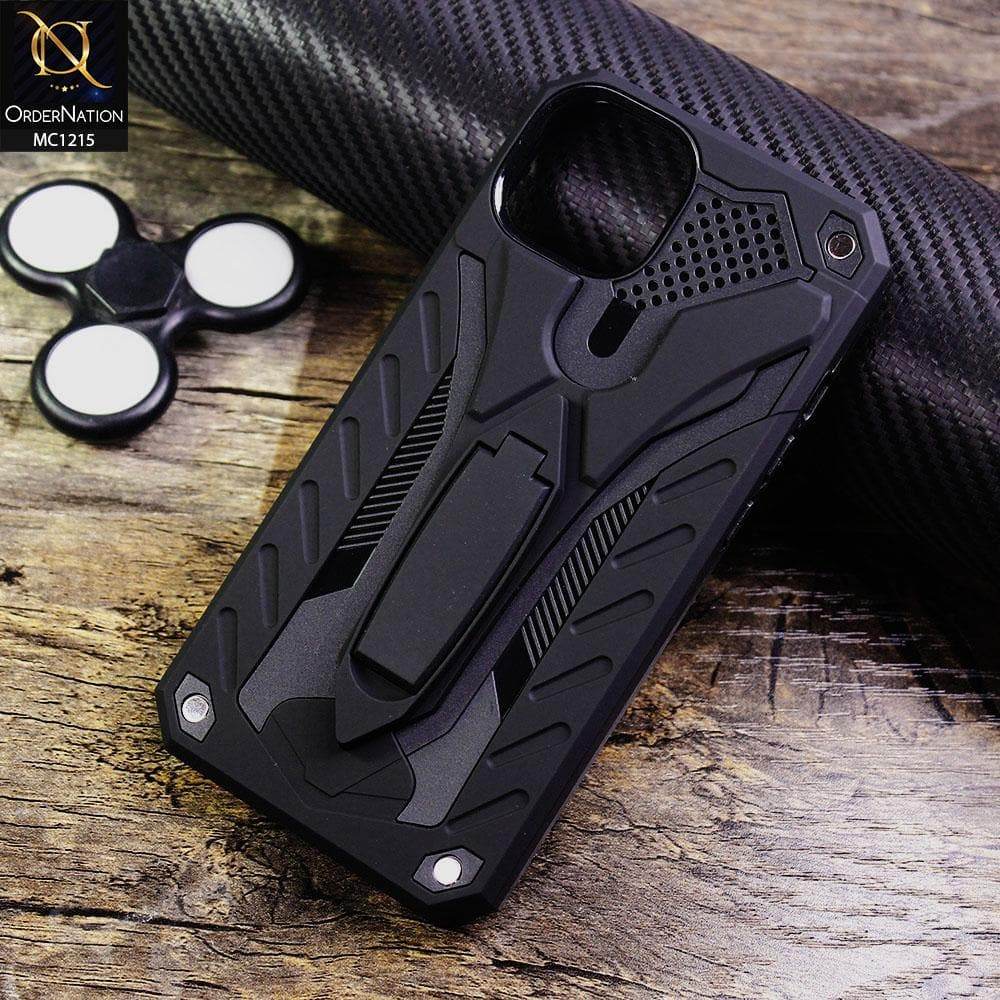iPhone 13 Cover - Black - Luxury Hybrid Shockproof Stand Case - Futurestore.pk