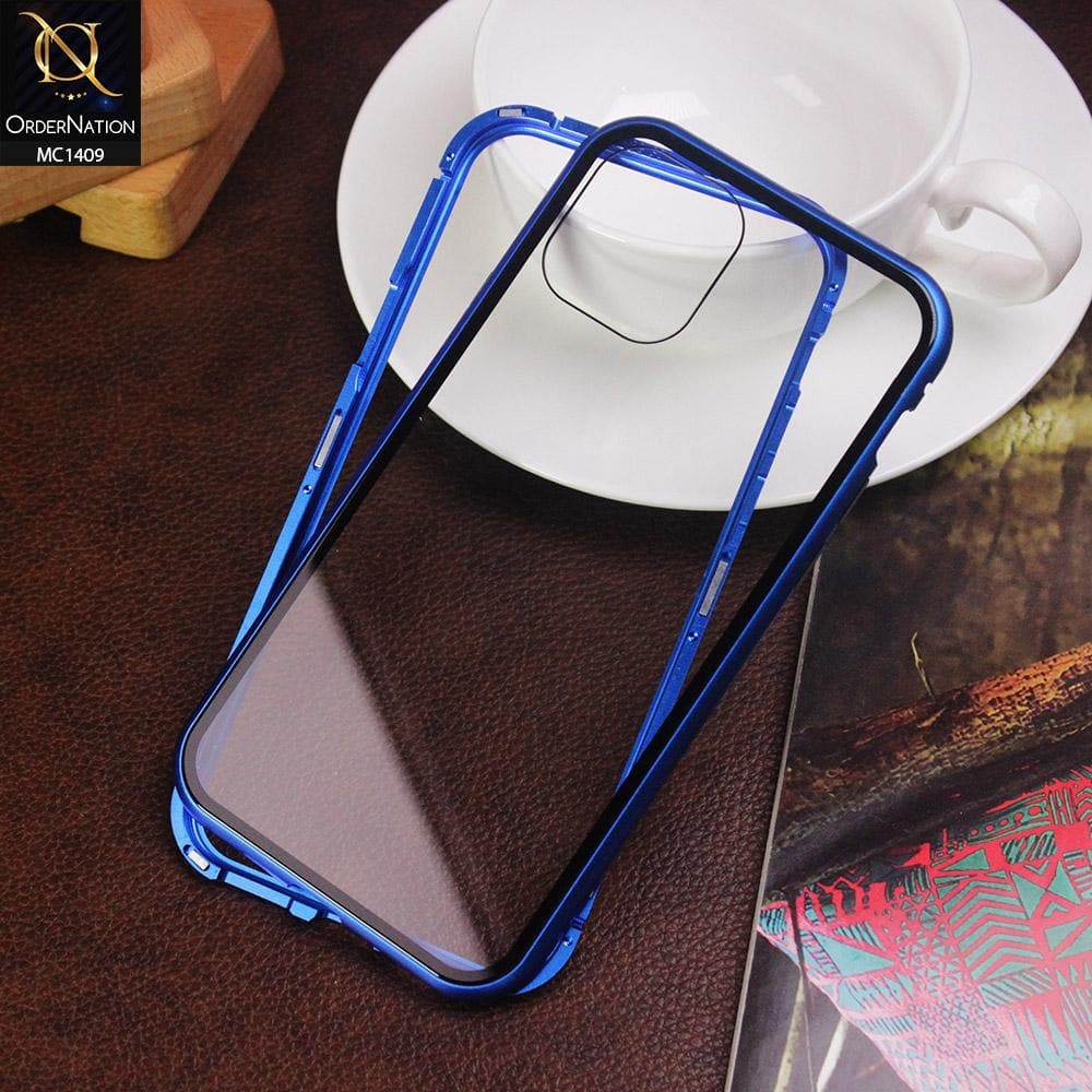 Luxury HQ Magnetic Back Glass Case For iPhone 11 - No Glass On Screen Side - Blue - Futurestore.pk