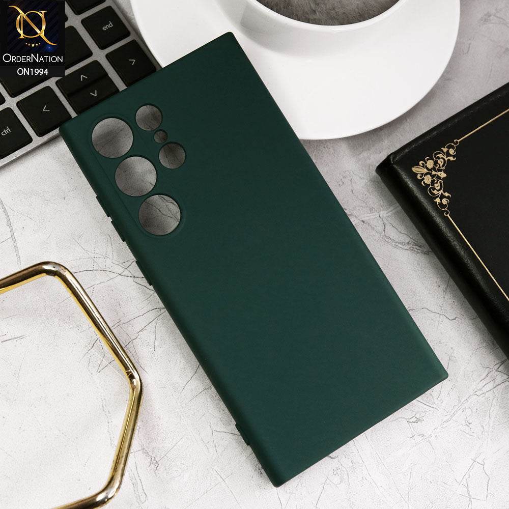 Samsung Galaxy S24 Ultra Cover - Dark Green - Matte Shockproof Sillica Gel Soft Case - Futurestore.pk