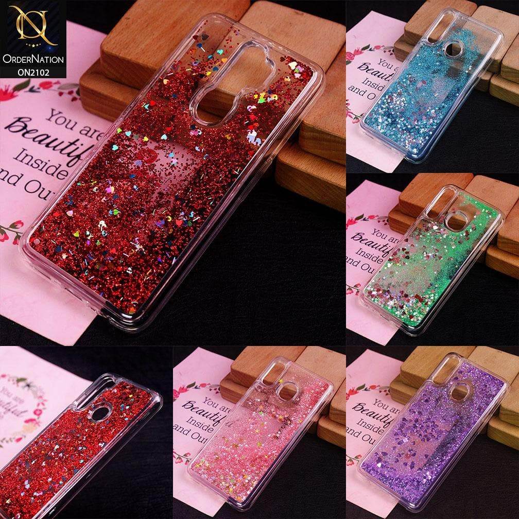 iPhone 11 Cover - Blue - Cute Love Hearts Liquid Glitter Pc Back Case