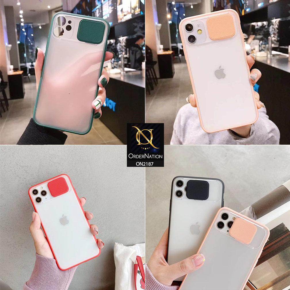 iPhone 11 Cover - Red - Translucent Matte Shockproof Camera Slide Protection Case - Futurestore.pk