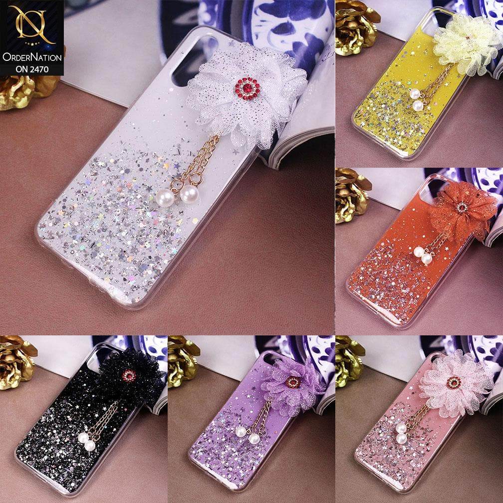 iPhone 11 Cover - Design 1 - Fancy Flower Bling Glitter Rinestone Soft Case - Glitter Does Not Move - Futurestore.pk