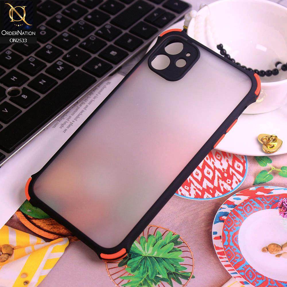iPhone 11 Cover - Black - Semi Transparent Matte Shockproof Camera Ring Protection Case - Futurestore.pk