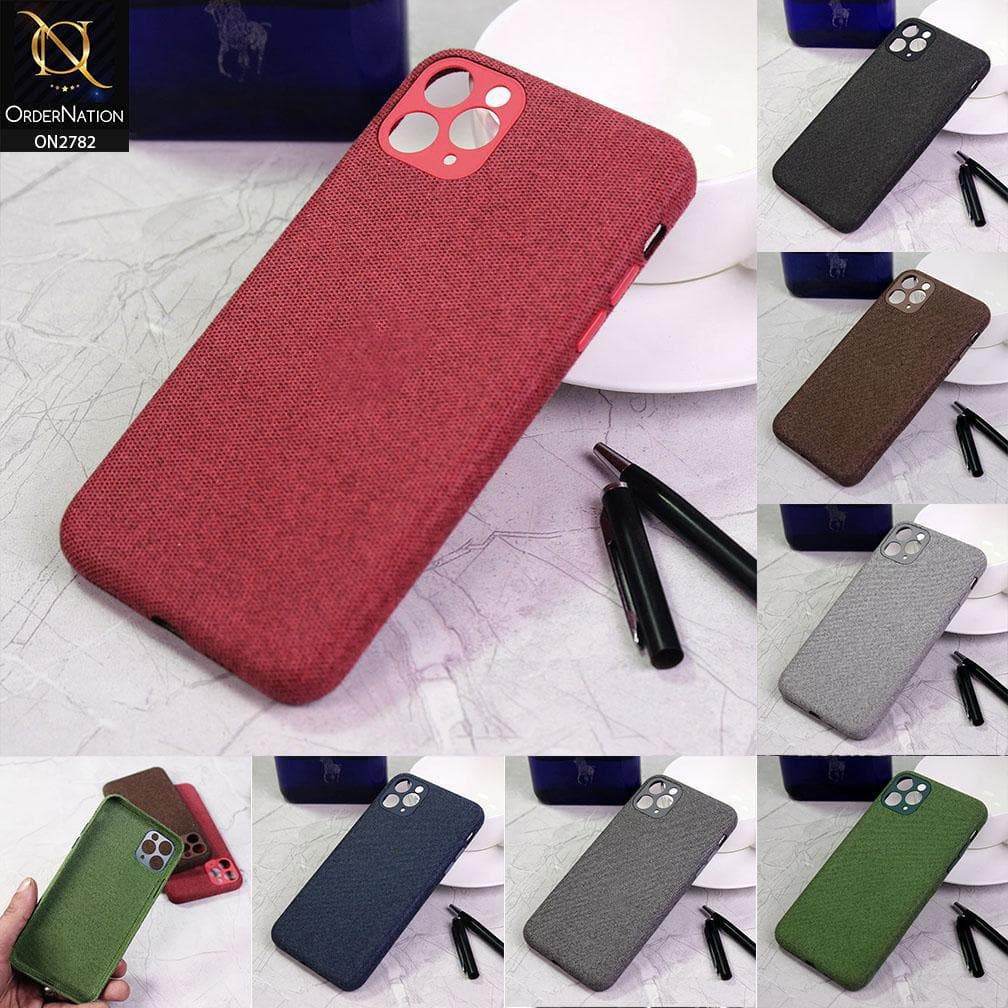 iPhone 11 Cover - Red - Luxury Fabric Jeans Texture Camera Protection Case - Futurestore.pk