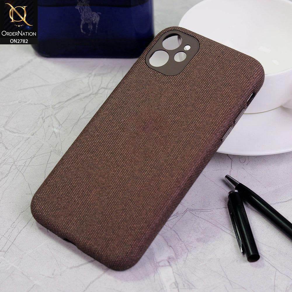 iPhone 11 Cover - Brown - Luxury Fabric Jeans Texture Camera Protection Case - Futurestore.pk