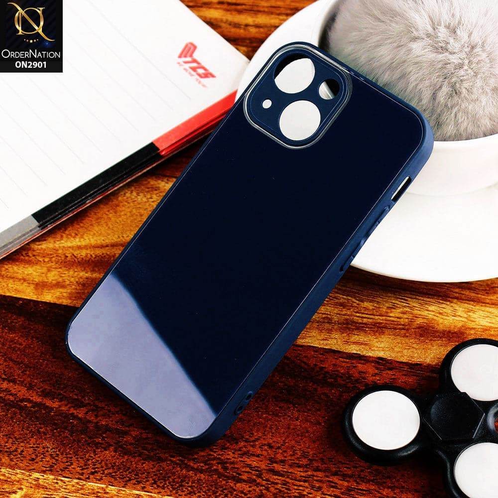 iPhone 13 Cover - Dark Blue - New Glossy Shine Soft Borders Camera Protection Back Case - Futurestore.pk
