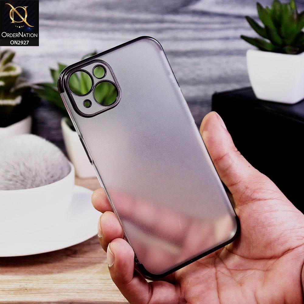 iPhone 13 Cover - Black - Classic Electroplating Borders Soft Matte Semi Transparent Case