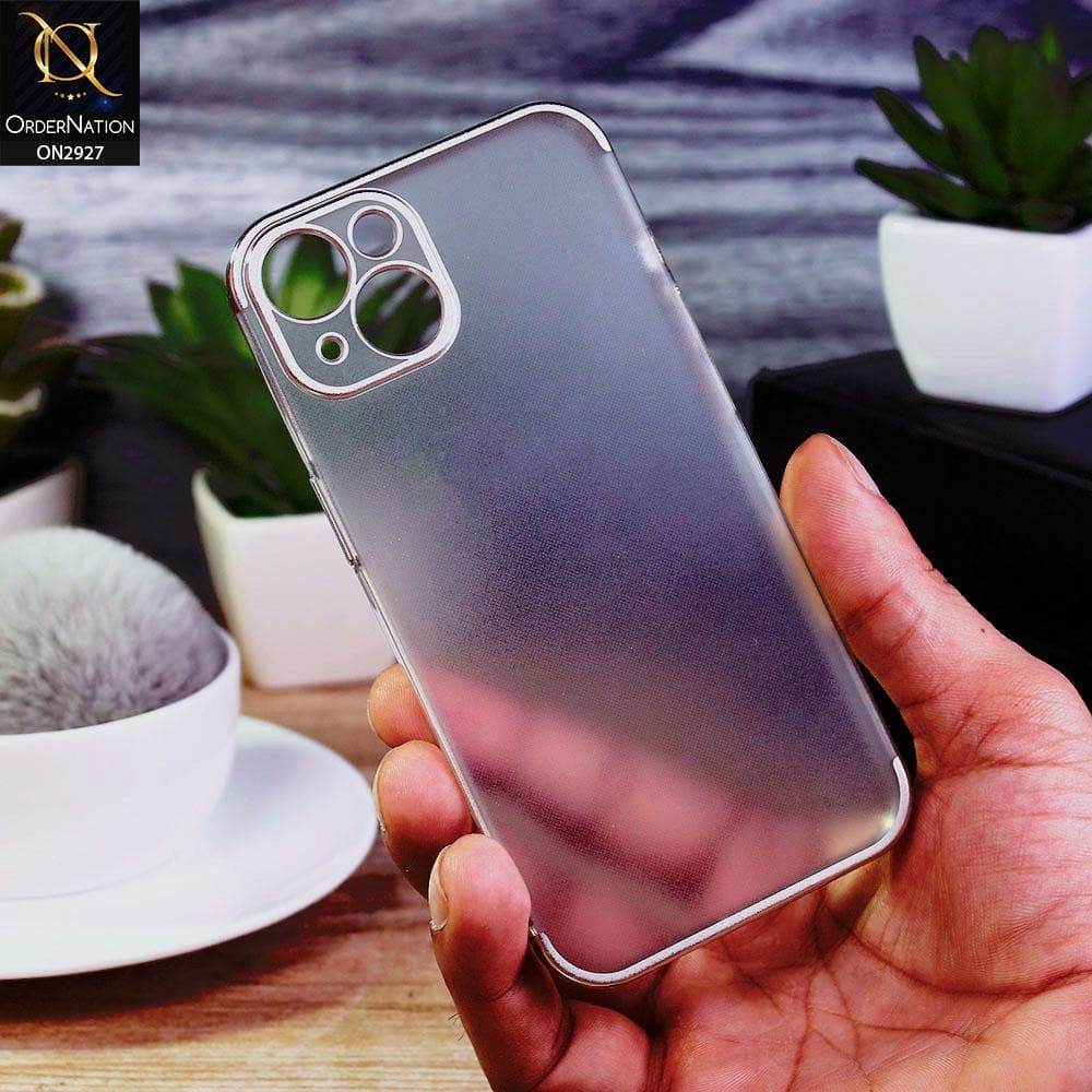 iPhone 13 Cover - Silver - Classic Electroplating Borders Soft Matte Semi Transparent Case
