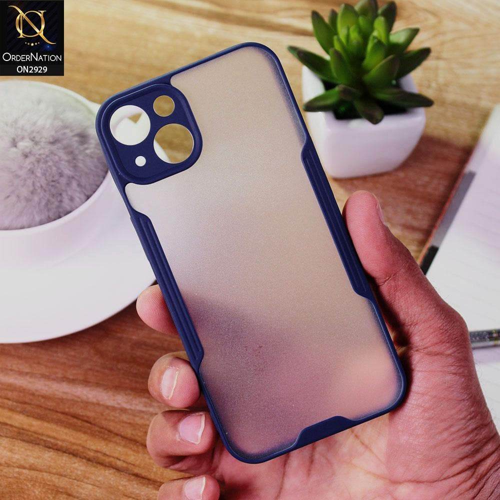 iPhone 13 Cover - Blue - Semi Transparent Ultra Thin Paper Shell Soft Borders Case