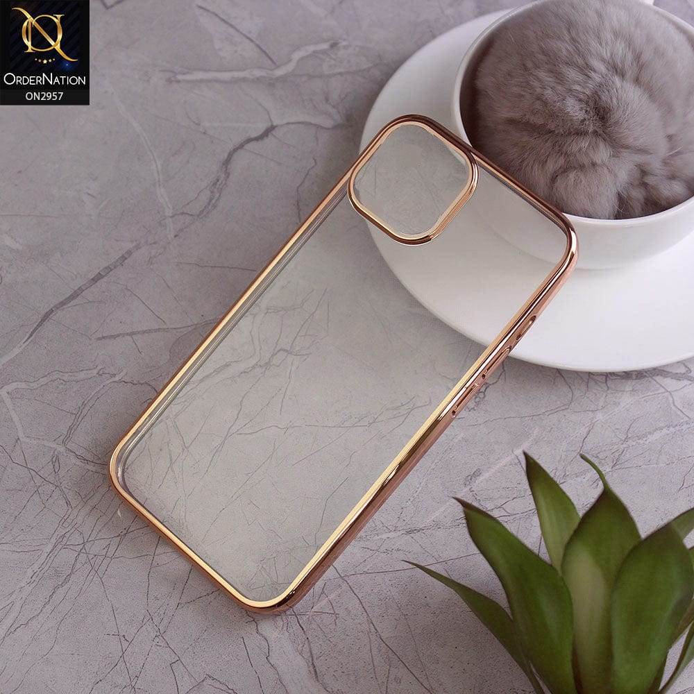 iPhone 13 Cover - Golden - V2 - J-Case Soft Color Borders Camera Protection Clear Back Case - Futurestore.pk