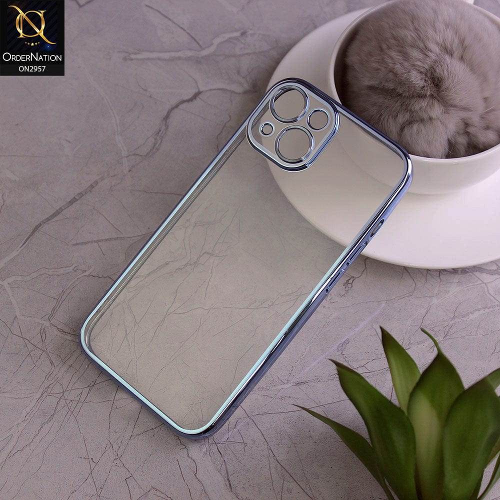 iPhone 13 Cover - Sierra Blue -J-Case Soft Color Borders Camera Protection Clear Back Case - Futurestore.pk