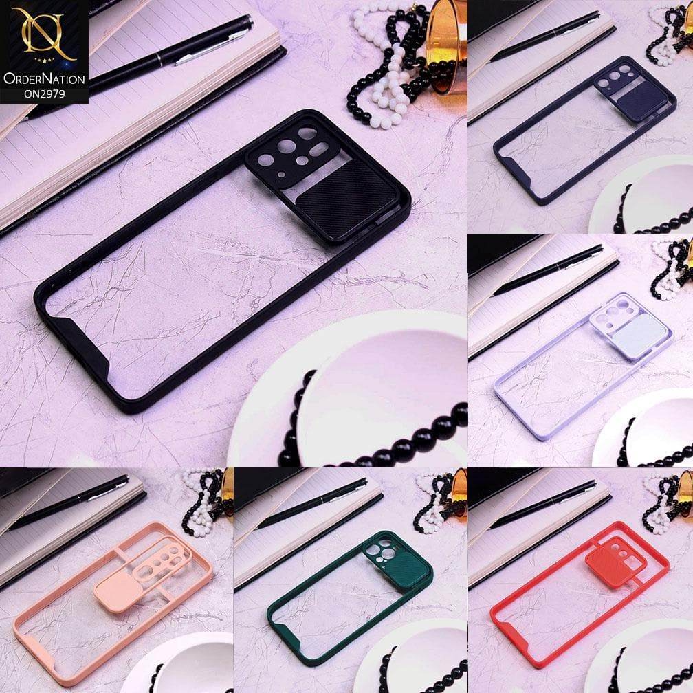 iPhone 11 Cover - Red - Transparent Matte Shockproof Camera Slide Protection Case - Futurestore.pk