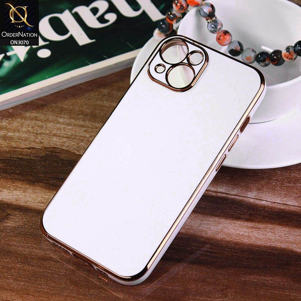 iPhone 13 Cover - White - Electroplating Silk Shiny Soft Case With Camera Protection