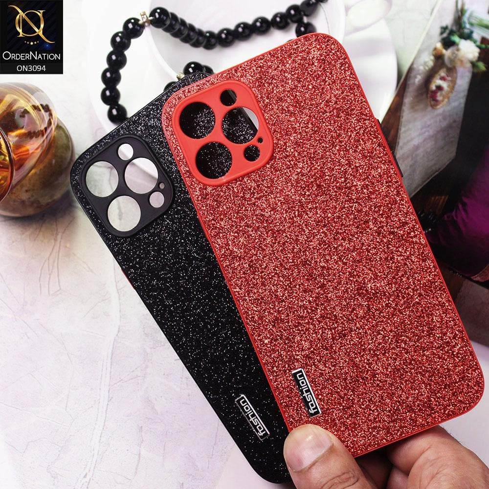 iPhone 13 Cover - Red - Bling Sparking Glitter Back Shell Soft Border Camera Protection - Futurestore.pk