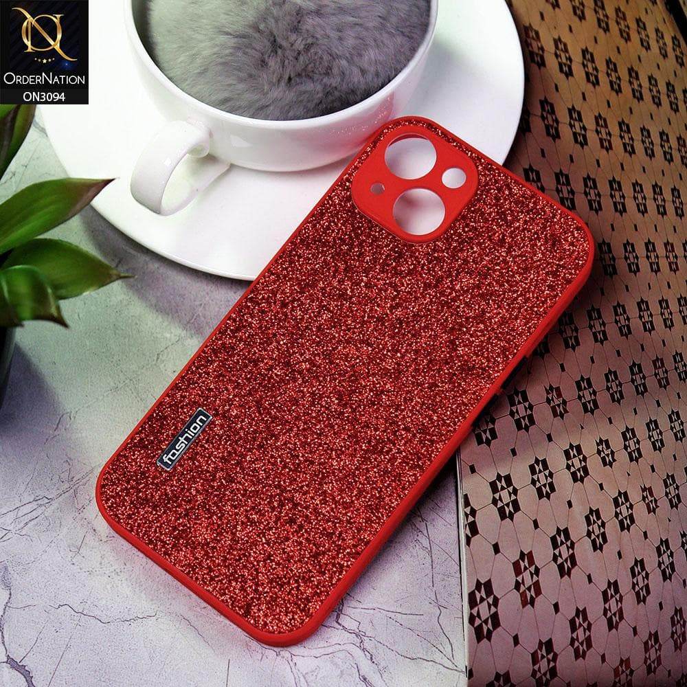 iPhone 13 Cover - Red - Bling Sparking Glitter Back Shell Soft Border Camera Protection - Futurestore.pk