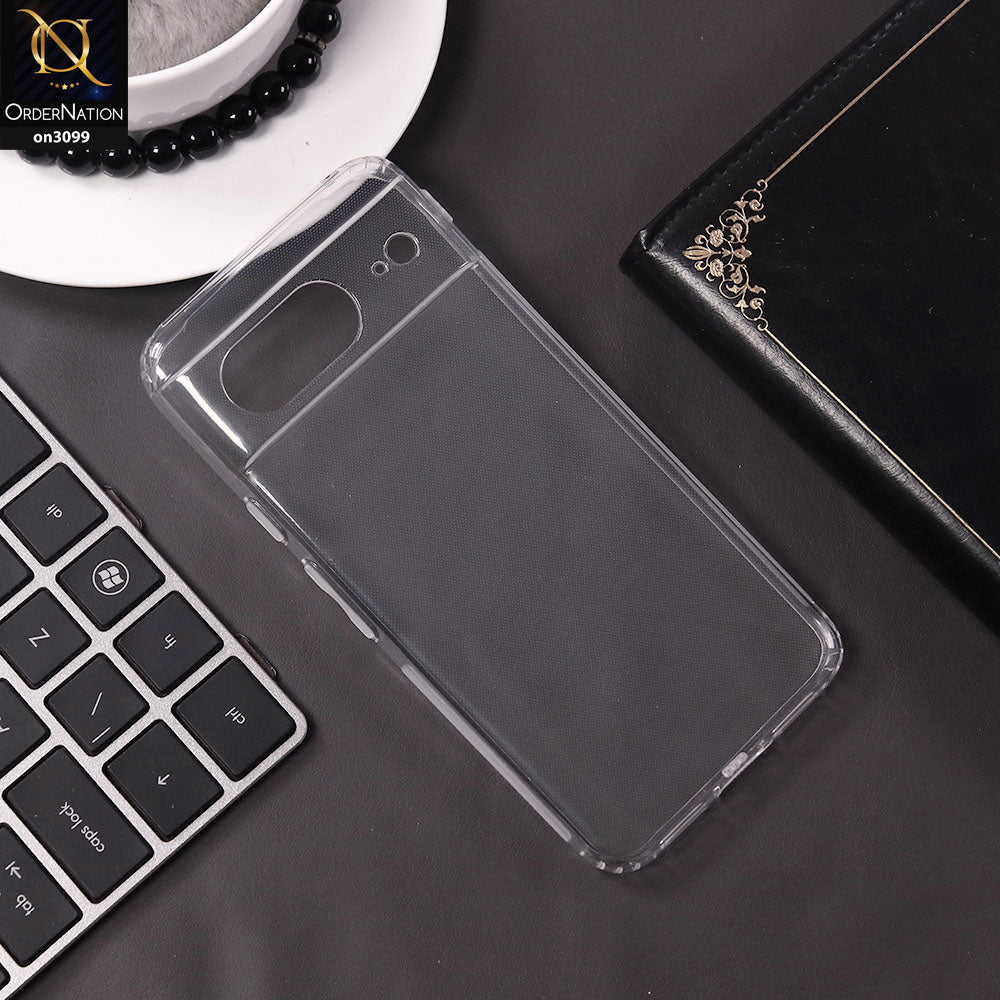 Google Pixel 8 Cover - Transparent - Soft 4D Design Shockproof Silicone Transparent Clear Camera Protection Case