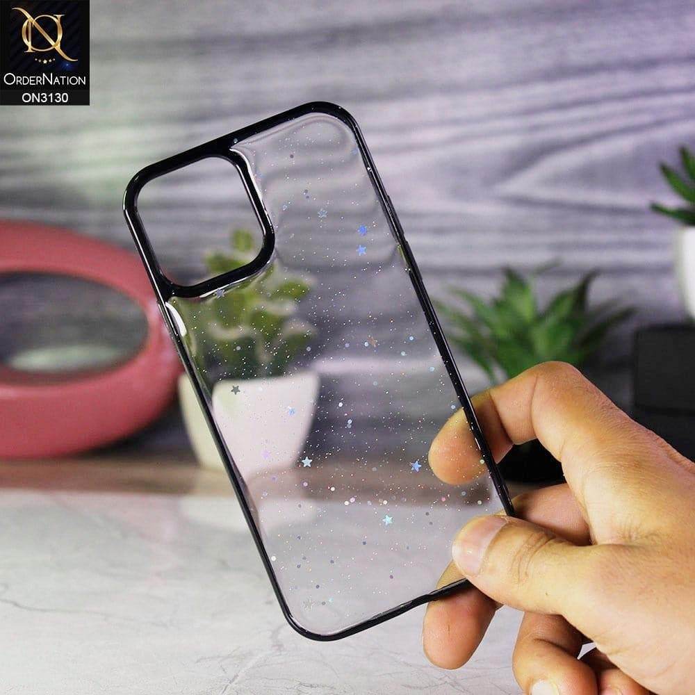 iPhone 13 Cover - Black - New Bling Twinkle Stars Candy Color Soft Border Case