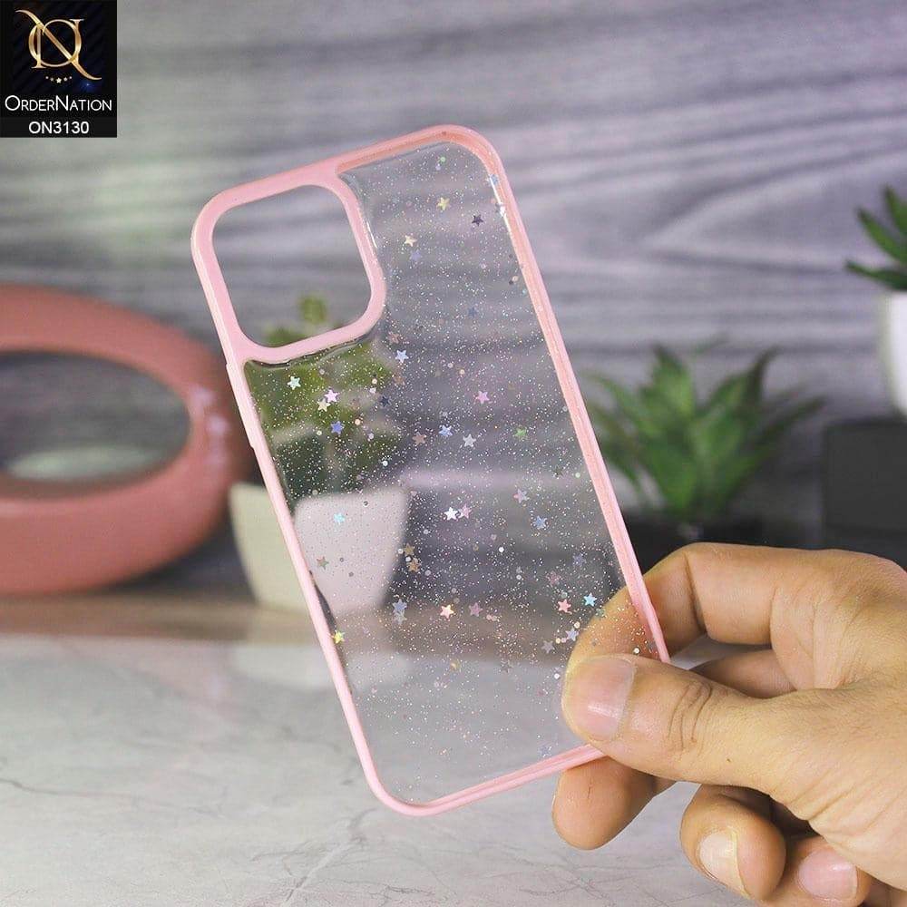 iPhone 13 Cover - Pink - New Bling Twinkle Stars Candy Color Soft Border Case