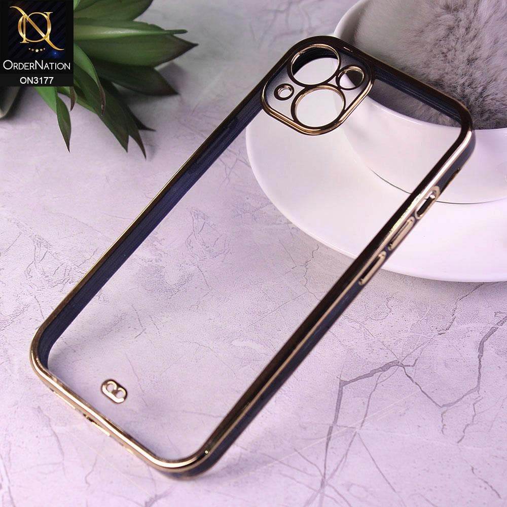 iPhone 13 Cover - Black - Eletroplating Soft Square Straight Edge Transparent Soft Case With Camera Protection - Futurestore.pk