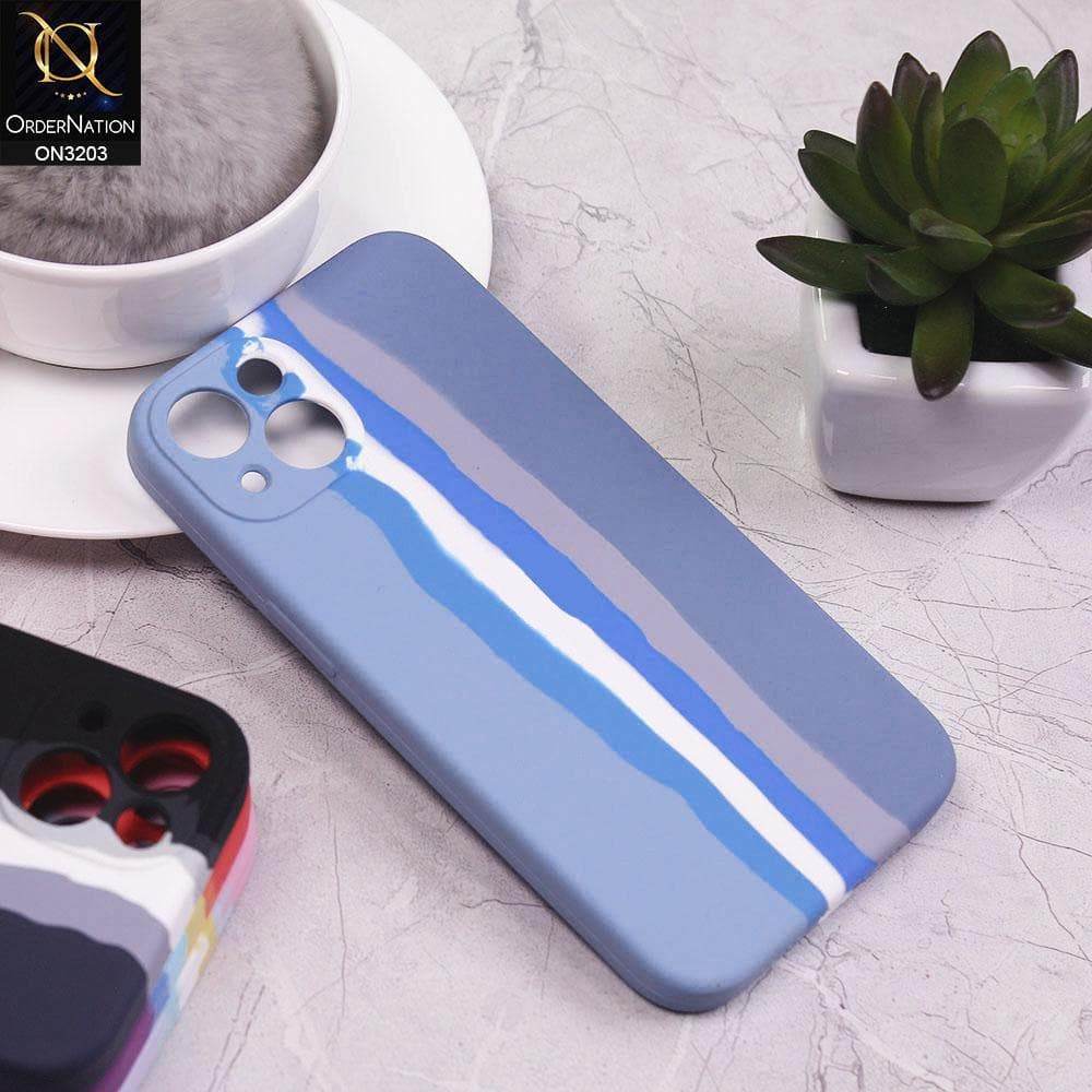 iPhone 13 Cover - Blue - Rainbow Series Liquid Soft Silicon Case - Futurestore.pk