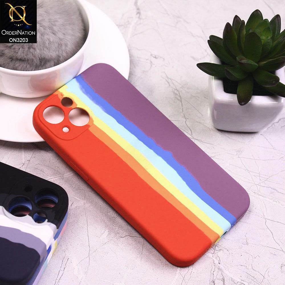 iPhone 13 Cover - Multi - Rainbow Series Liquid Soft Silicon Case - Futurestore.pk