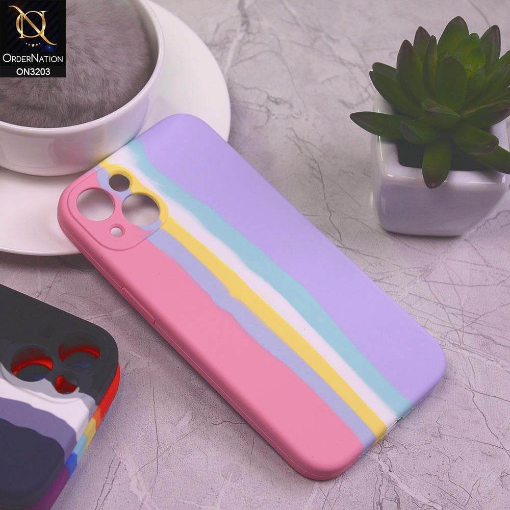 iPhone 13 Cover - Pink - Rainbow Series Liquid Soft Silicon Case - Futurestore.pk