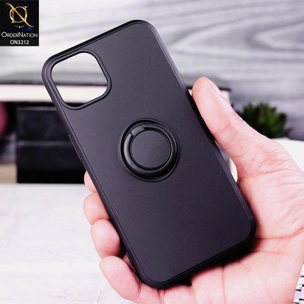 iPhone 13 Cover - Black - Soft Candy Colour Camera Protection Ring Holder Case