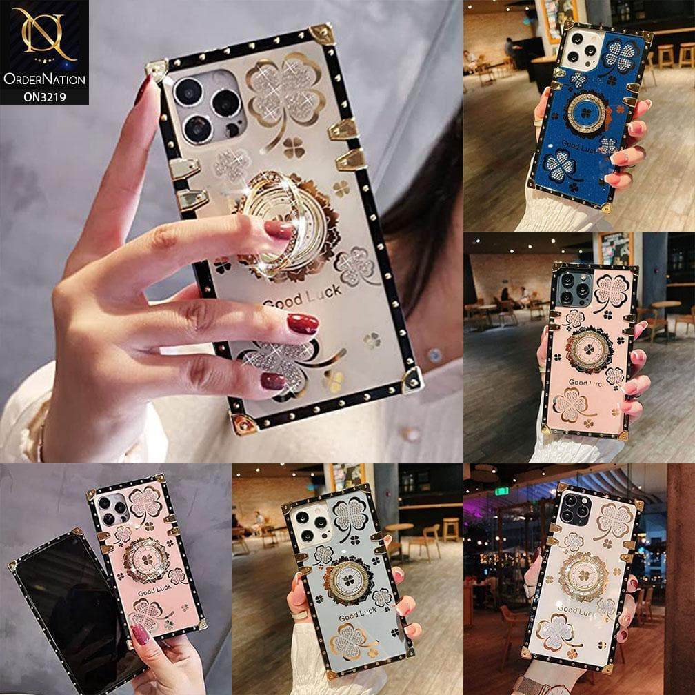 iPhone 11 Cover - Black - Square Bling Diamond Glitter Soft TPU Trunk Case with Ring Holder - Futurestore.pk