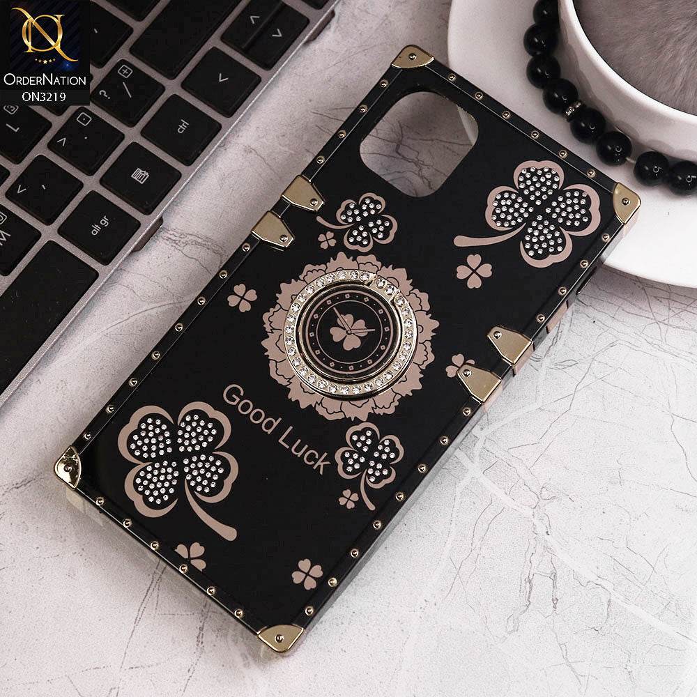 iPhone 11 Cover - Black - Square Bling Diamond Glitter Soft TPU Trunk Case with Ring Holder - Futurestore.pk
