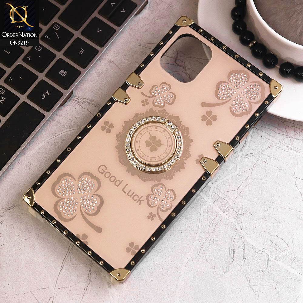 iPhone 11 Cover - Golden - Square Bling Diamond Glitter Soft TPU Trunk Case with Ring Holder - Futurestore.pk