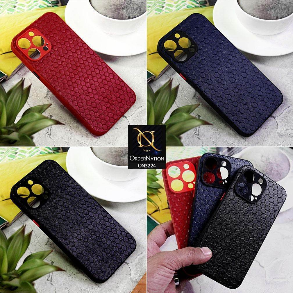 iPhone 13 Cover - Blue - Hexagon Shape Hive Grid Pattern Tpu Soft Cases - Futurestore.pk