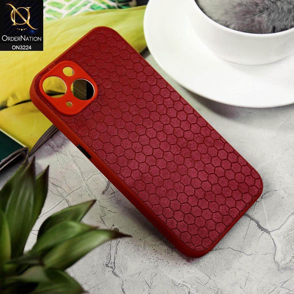 iPhone 13 Cover - Red - Hexagon Shape Hive Grid Pattern Tpu Soft Cases - Futurestore.pk