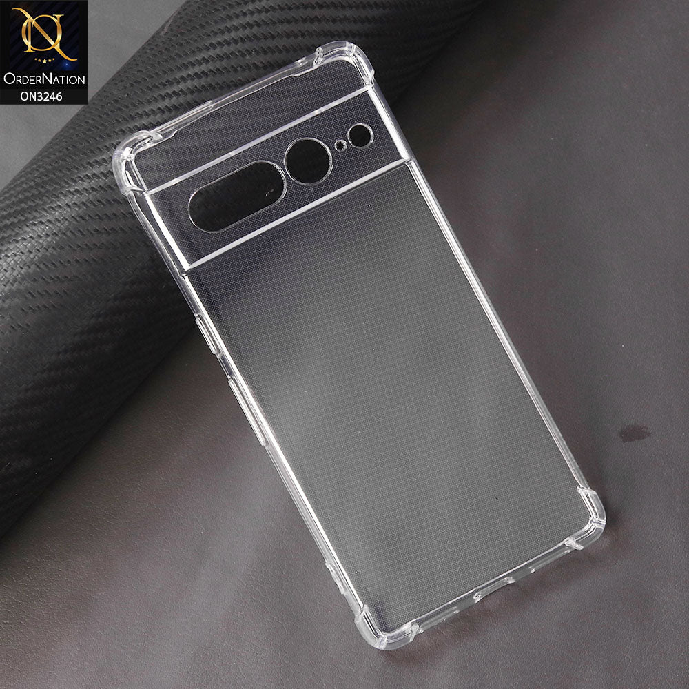Google Pixel 7 Pro Cover - Transparent - Soft 4D Design Shockproof Silicone Transparent Clear Camera Protection Case