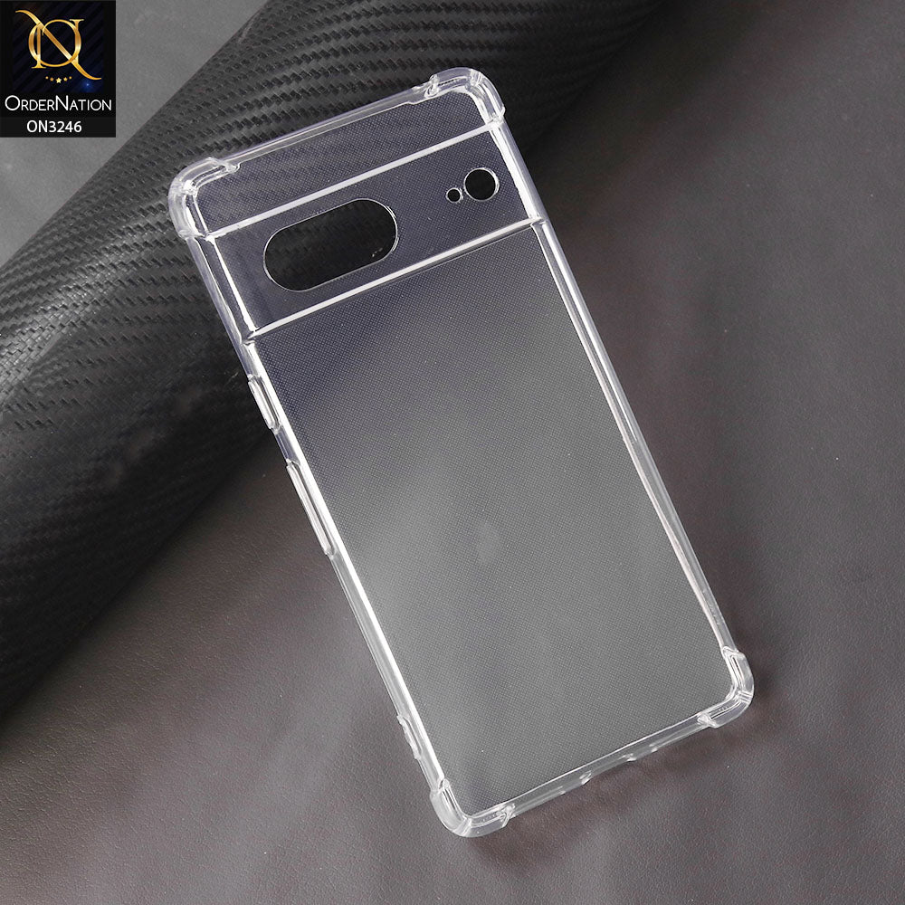 Google Pixel 8 Cover - Transparent - Soft 4D Design Shockproof Silicone Transparent Clear Camera Protection Case