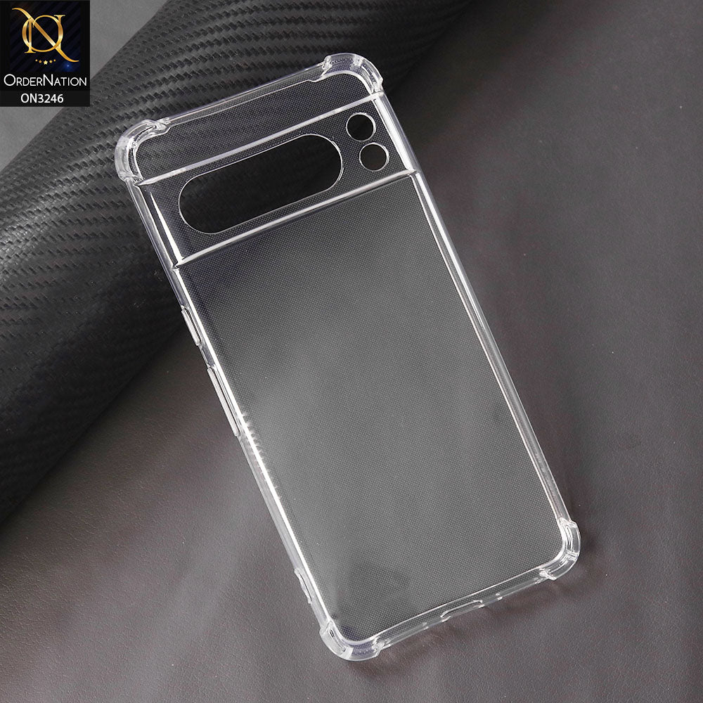 Google Pixel 8 Pro Cover - Transparent - Soft 4D Design Shockproof Silicone Transparent Clear Camera Protection Case