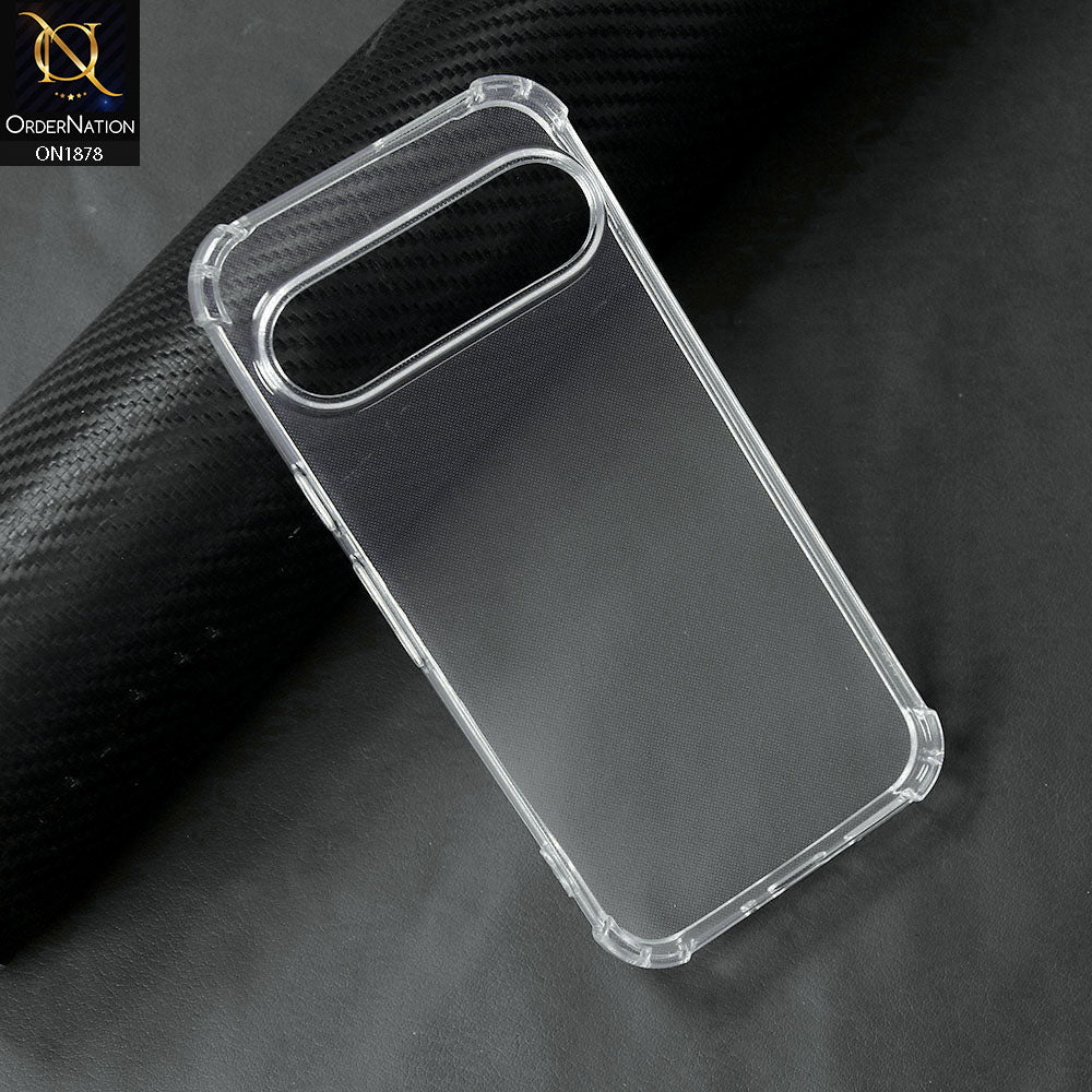 Google Pixel 9 Cover - Transparent - Soft 4D Design Shockproof Silicone Transparent Clear Camera Protection Case