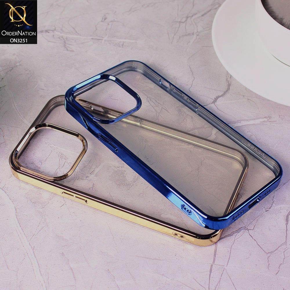 iPhone 13 Cover - Golden - J-Case Electroplating Color Borders Clear Transparent Soft Case - Futurestore.pk