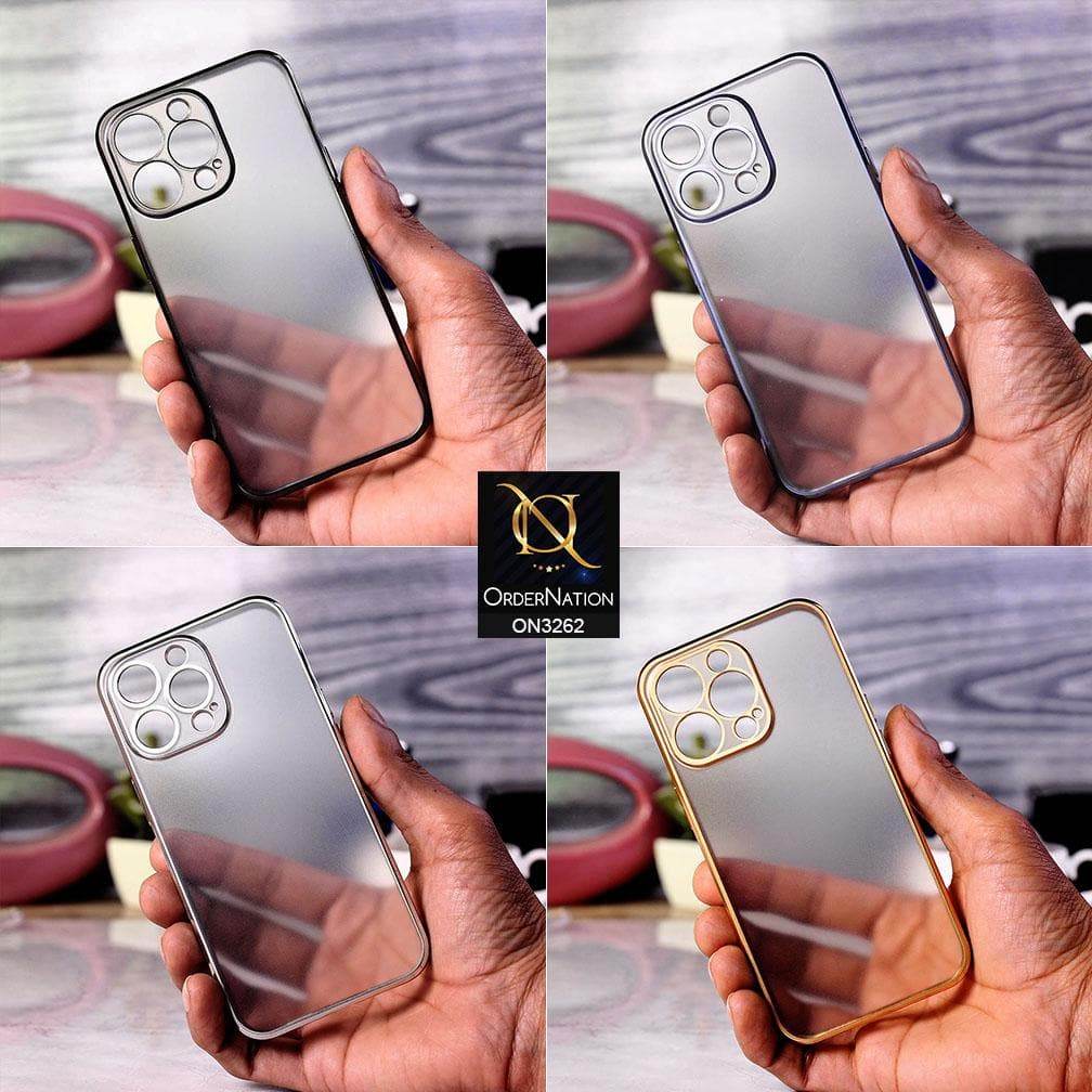 iPhone 13 Cover - Golden - Electroplating Color Borders Semi-Transparent Soft Case - Futurestore.pk