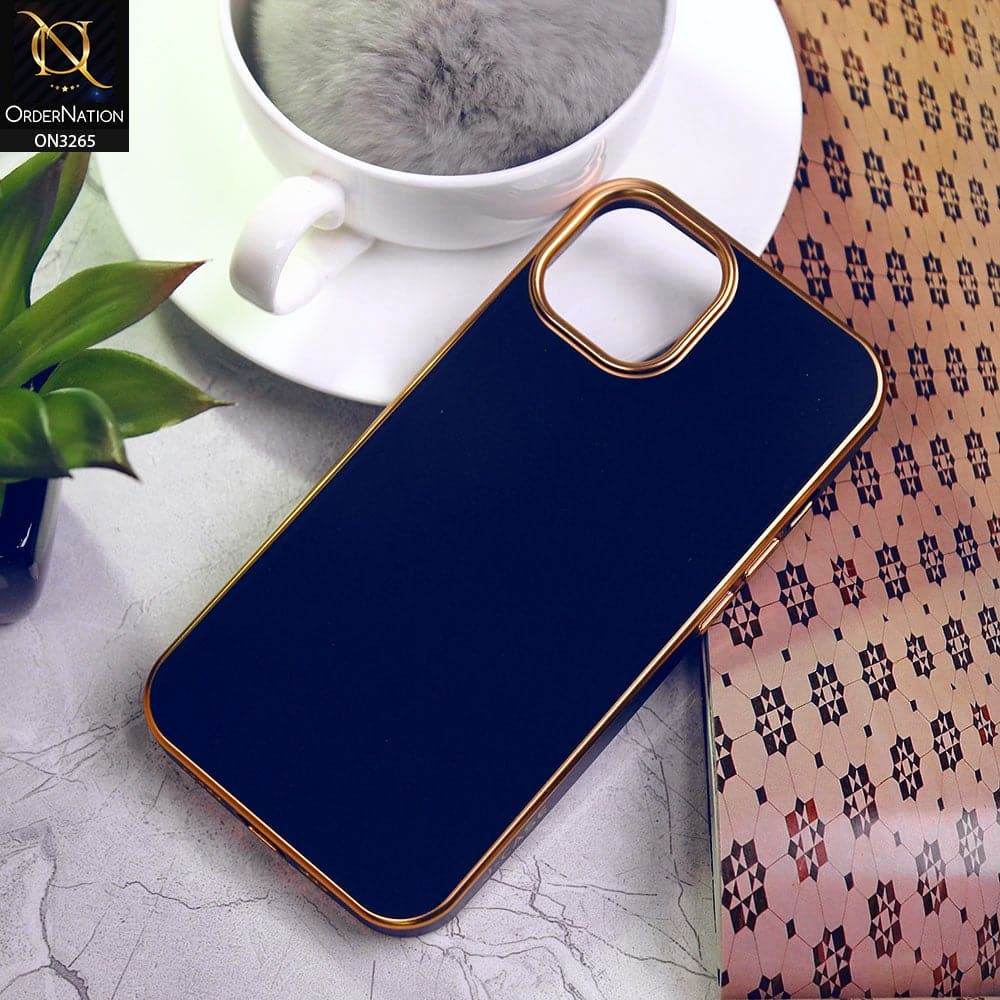 iPhone 13 Cover - Blue - Soft Gold Plated Color Borders Back Case - Futurestore.pk