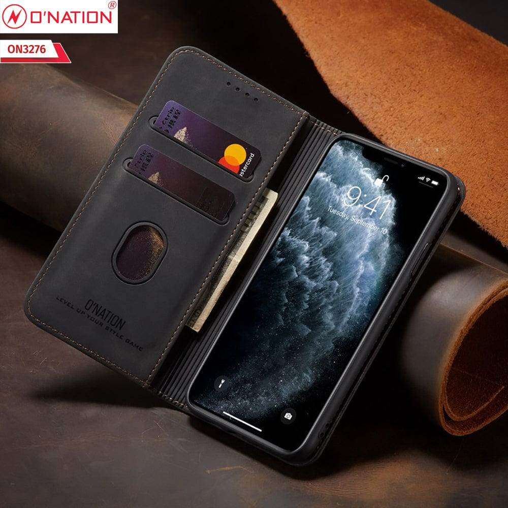 iPhone 11 Cover - Black - ONation Business Flip Series - Premium Magnetic Leather Wallet Flip book Card Slots Soft Case - Futurestore.pk