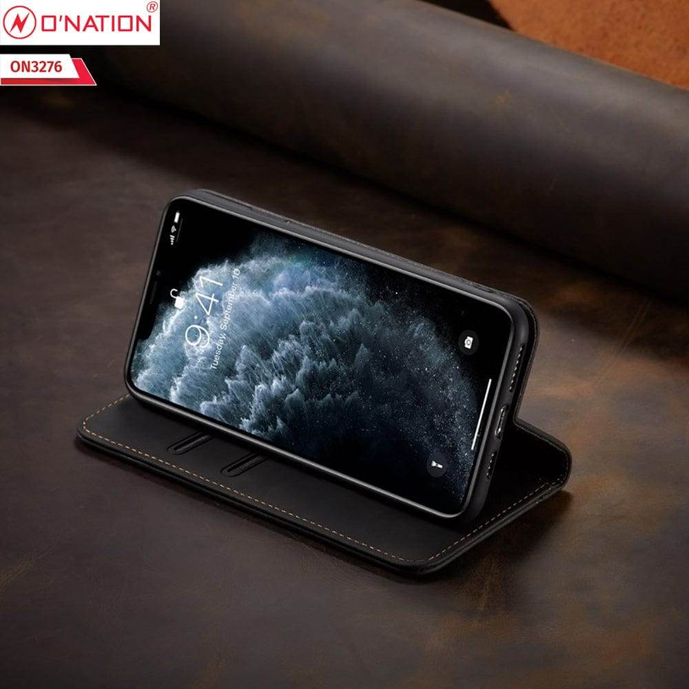 iPhone 11 Cover - Black - ONation Business Flip Series - Premium Magnetic Leather Wallet Flip book Card Slots Soft Case - Futurestore.pk