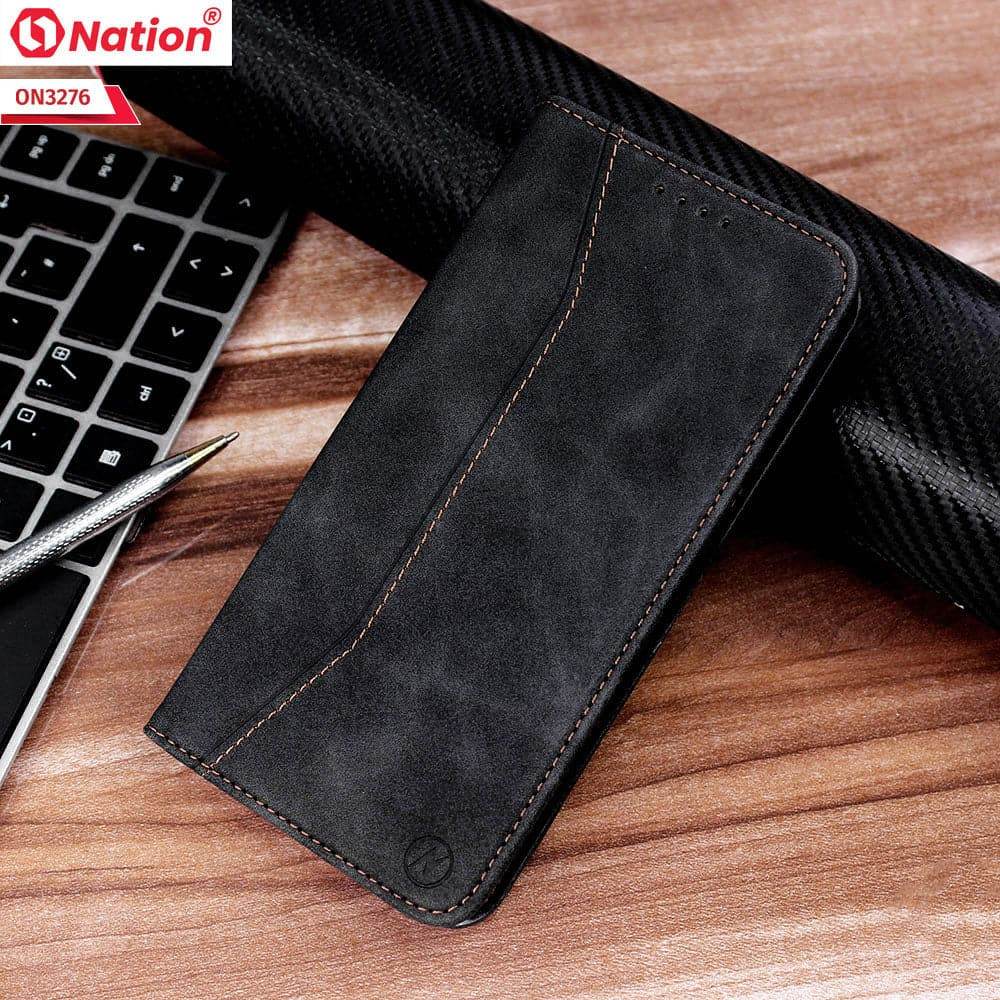 iPhone 11 Cover - Black - ONation Business Flip Series - Premium Magnetic Leather Wallet Flip book Card Slots Soft Case - Futurestore.pk