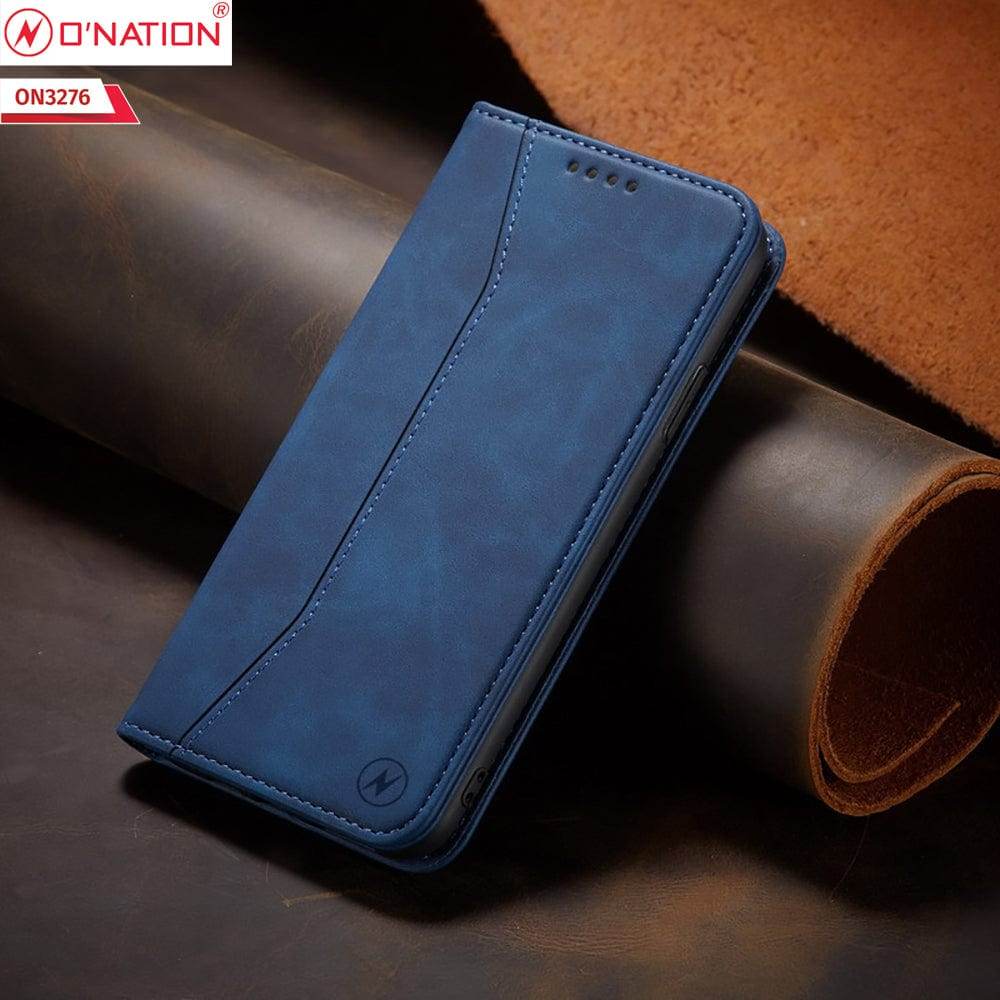 iPhone 13 Cover - Blue - ONation Business Flip Series - Premium Magnetic Leather Wallet Flip book Card Slots Soft Case - Futurestore.pk